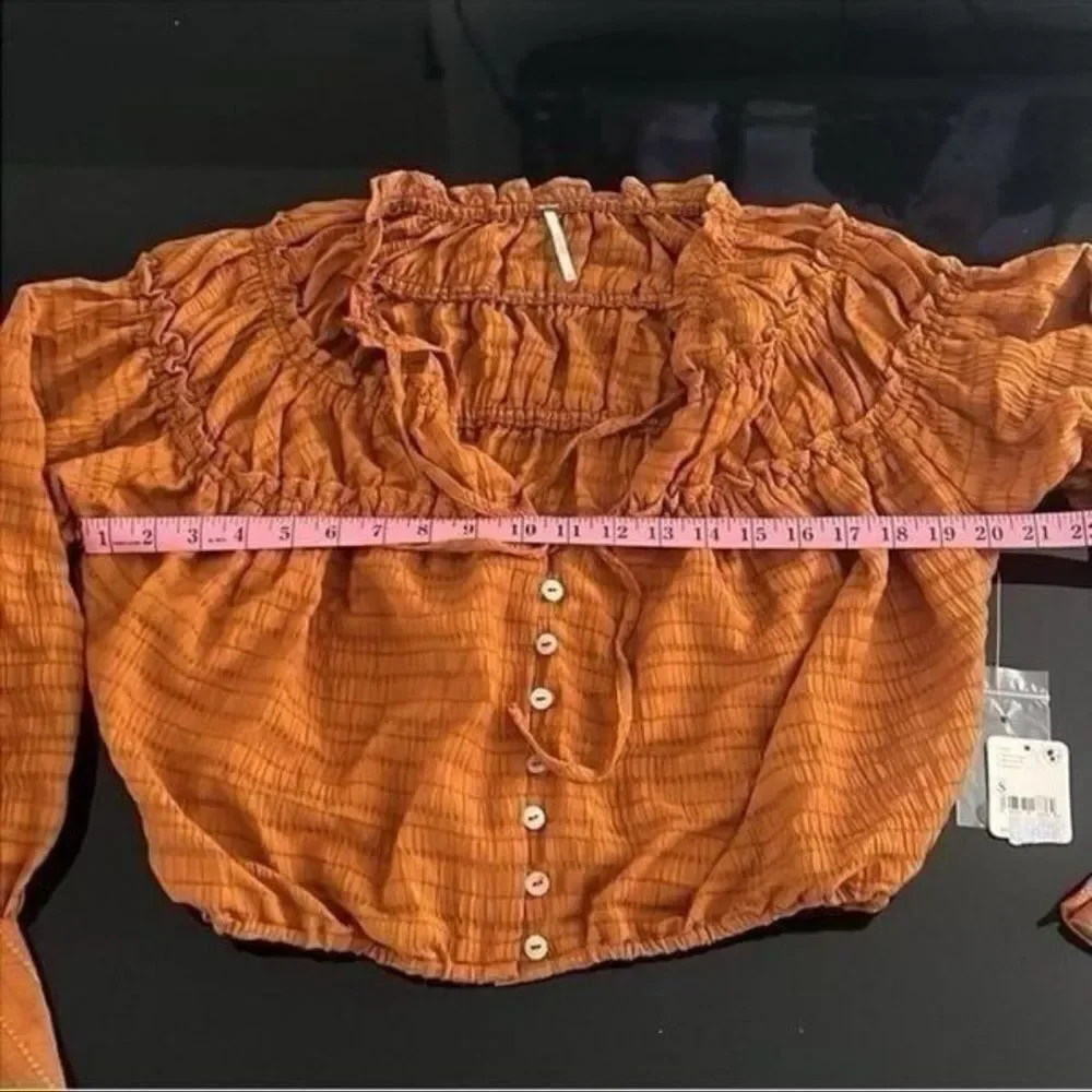 NWT Free people crop top long sleeve blouse S
